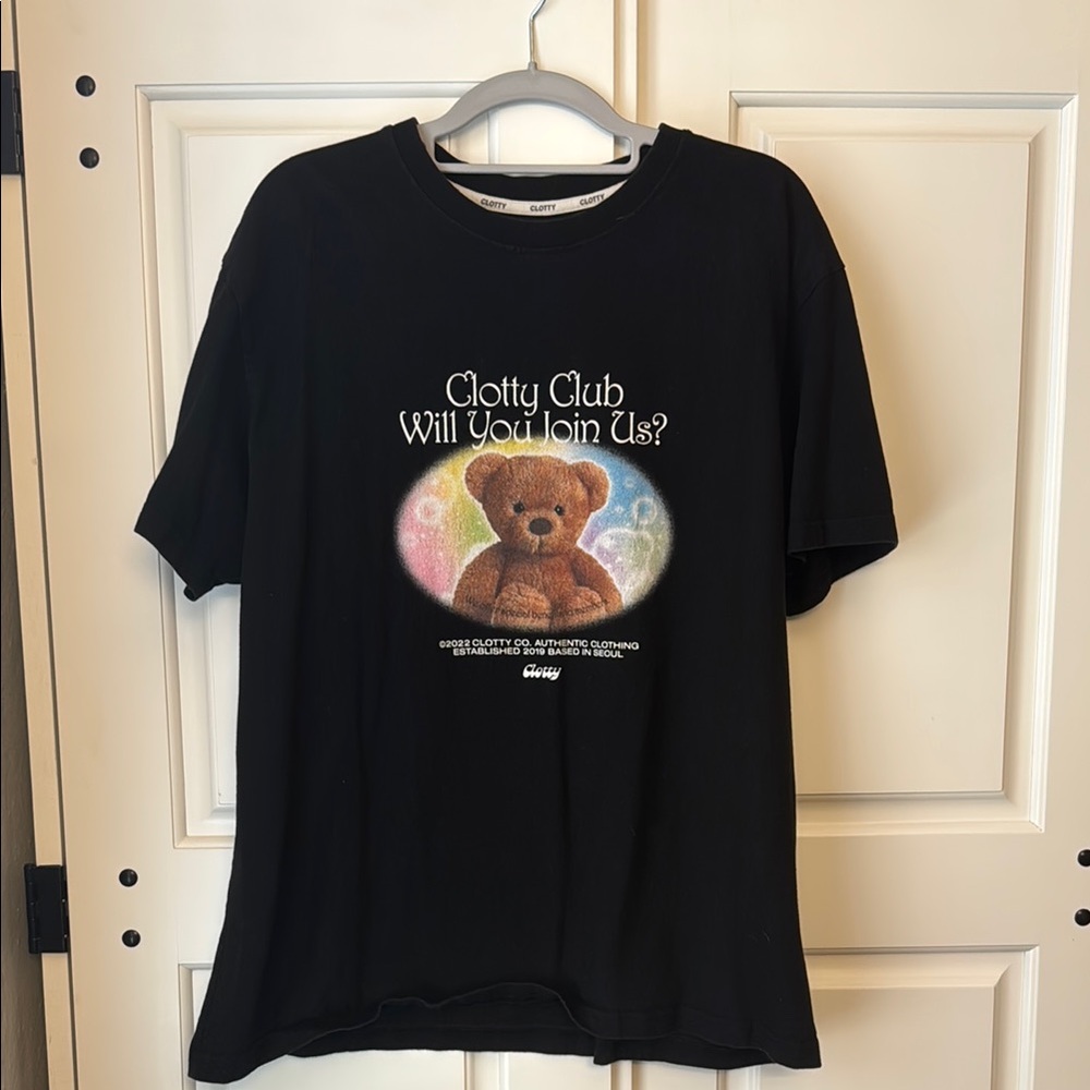 ALAND Clotty Black Teddy Bear Graphic T-Shirt